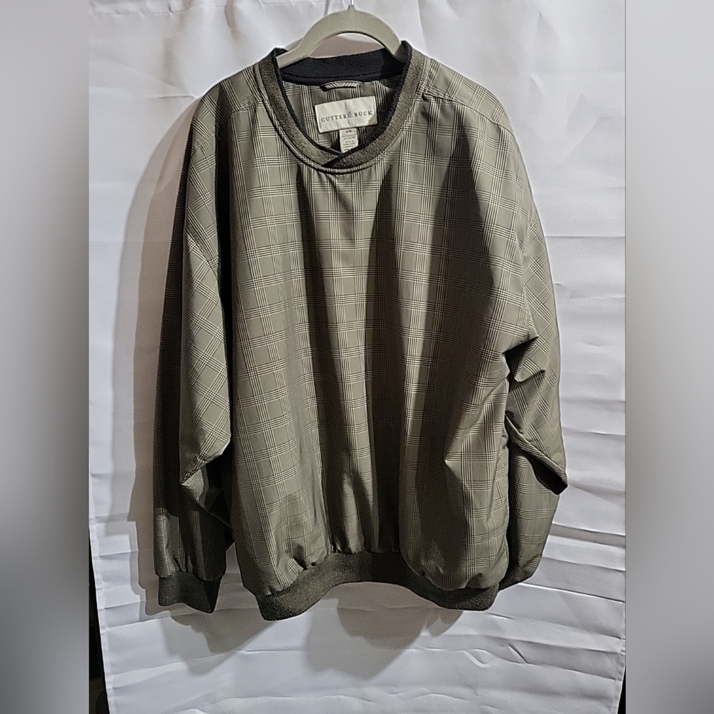 Green Plaid Cutter & Buck Golf Pullover Med